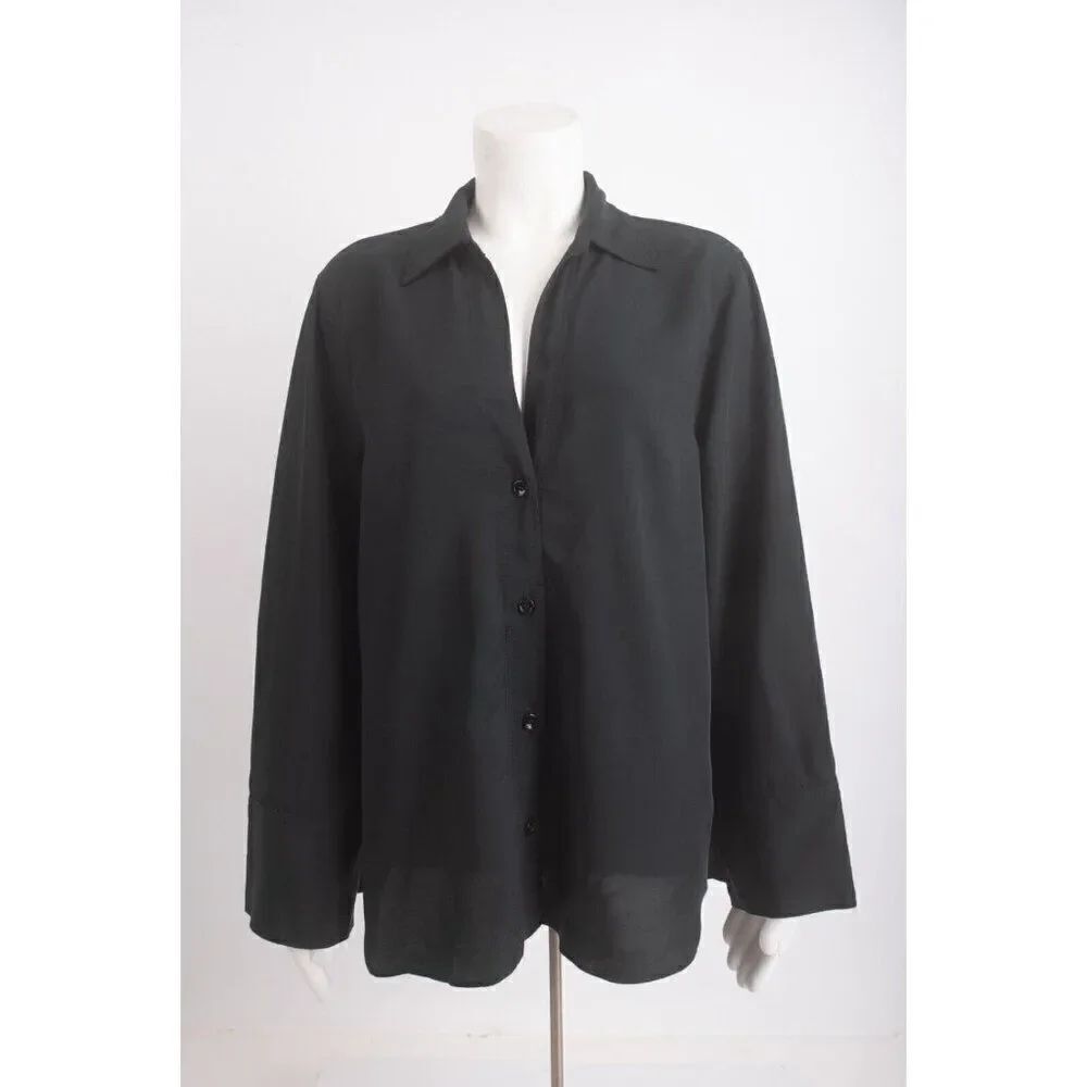 Zara Woman's Blouse Top Shirt Button front Size L Deep Green 9479/257 NWT